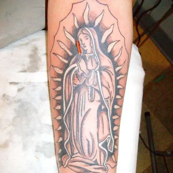 JKTattoos on Instagram Virgin Mary and Jesus      tattoo  tattoorealistic realistictattoos armtattoo sculpturetattoo  forearmtattoo virginmarytattoo