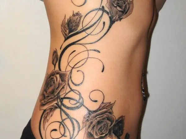 Rose Vine Tattoo : Rose And Vines Tattoos On Ribs » Tattoo Ideas - This crown of thorns tattoo design make this one of the best tattoos for men.