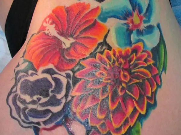 Tropical Flower Sleeve Temporary Tattoo  Pickazona