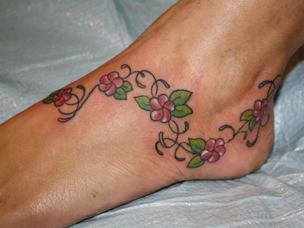 Plumeria Foot Tattoo