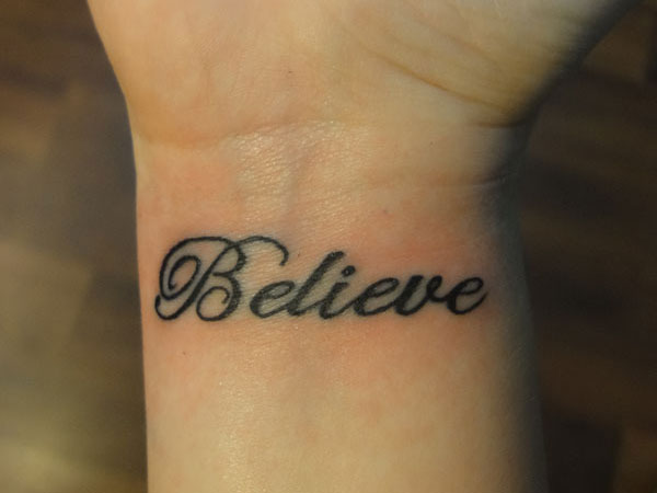 Justin Biebers Believe Tattoo on His Arm PopStarTats