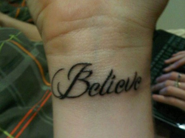 the word believe in different fonts