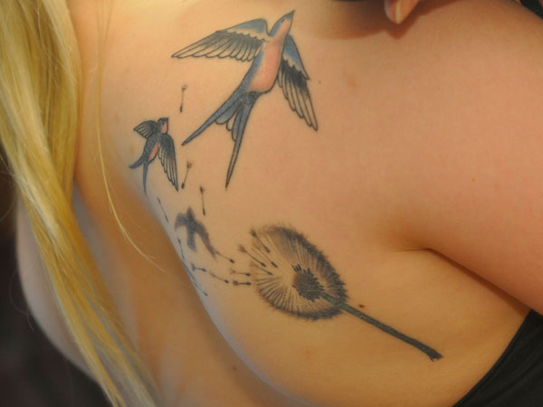 Swallow Dandelion Tattoo