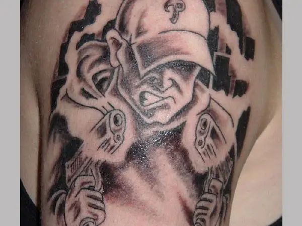 Single Color Gangster Tattoo