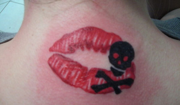 Black  White Stripes Violent Lips  Tattoo for a week