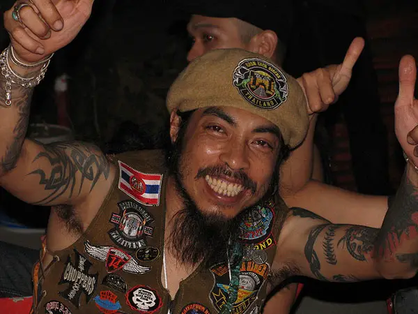 Cheerful Tattooed Biker