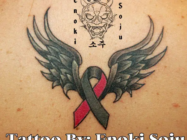 lung and brain cancer ribbon tattoo