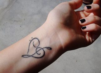30 Superb Treble Clef Tattoo Designs