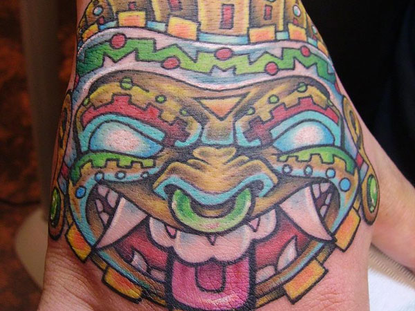 Colorful Aztec Tattoo