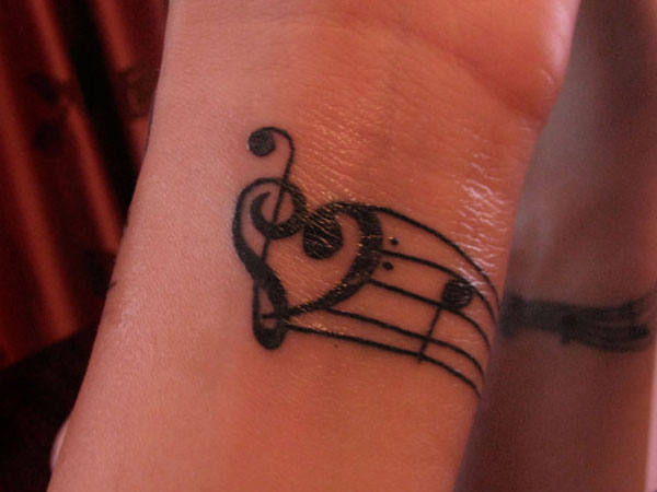 Treble Bass Clef Heart Tattoo