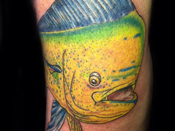 Huge Tattoo Of The Dorado Fish