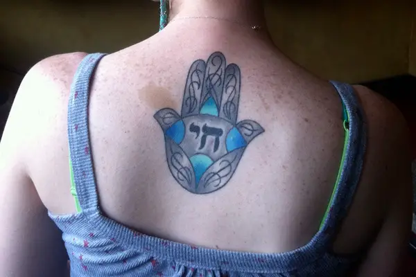 Hamsa Blue Shaded Tattoo