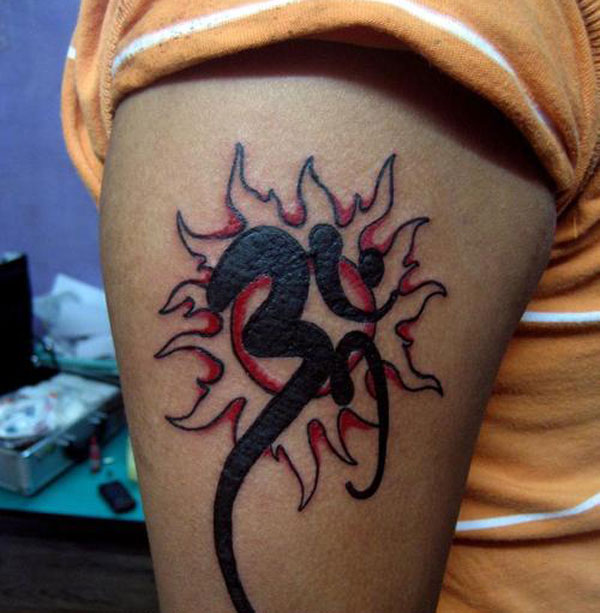 Om Red And Black Tattoo