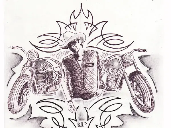 Bike Tattoo Sketch