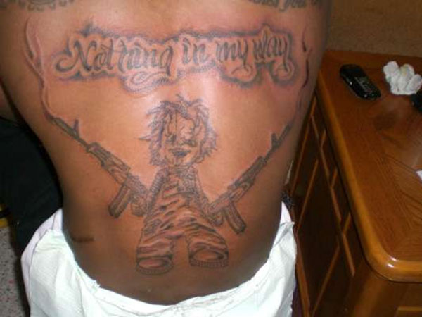 Black Funky Back Tattoo