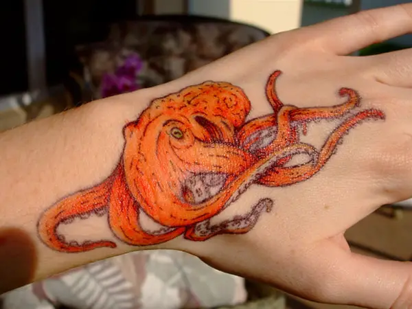 Orange Octopus Tattoo