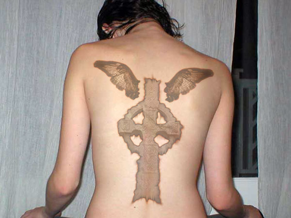 Full Back Butterfly Wings Celtic Cross