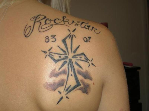 Rockstar Cross Girl Tattoo
