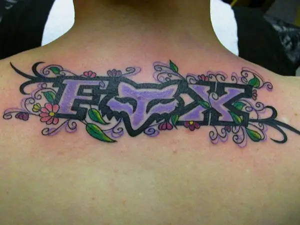 Flower And Leaves Fox Racing Tattoo