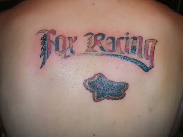 Text Plus Logo Fox Racing Tattoo