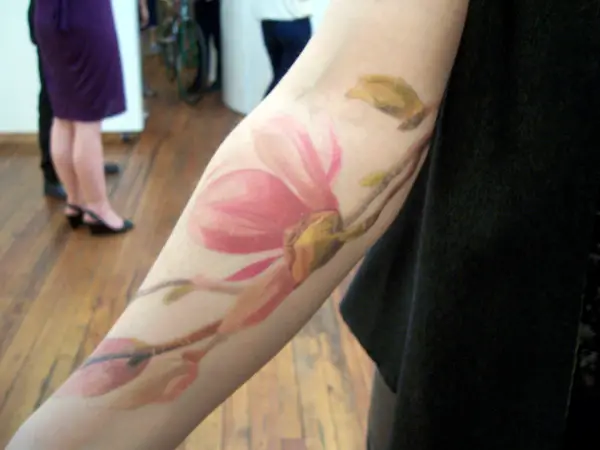 Watercolor Magnolia Tattoo