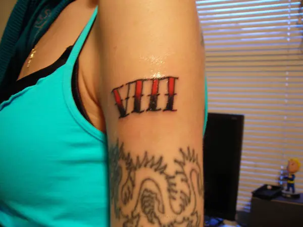 The number 8 inked in Roman Numerals