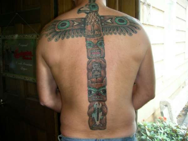 Back Tattoo with Totem Symbols