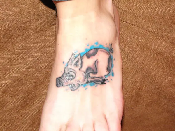 Swimming Pig Tattoo