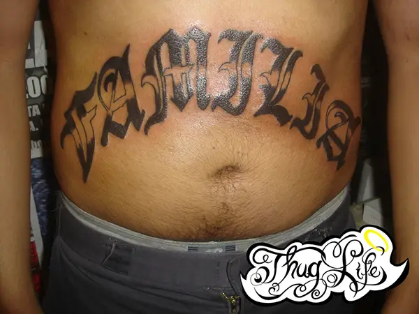 32 Stomach Letters Tattoo