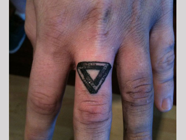 Finger Ring Triangle Tattoo