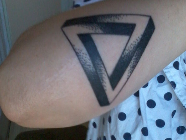 Colorful 3D Triangle Tattoo On Left Bicep By Analisbet Luna