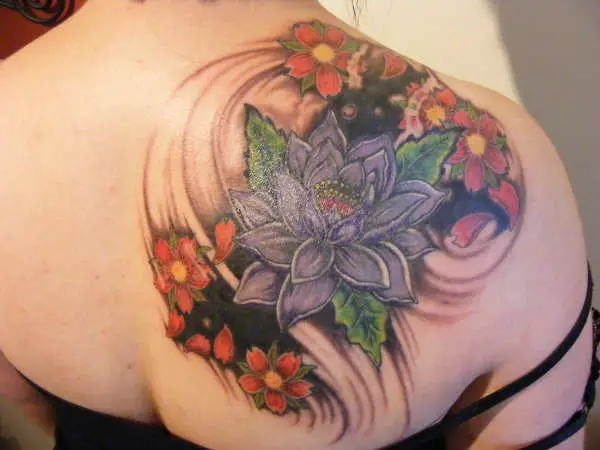 Elegant Purple Flower Tattoo