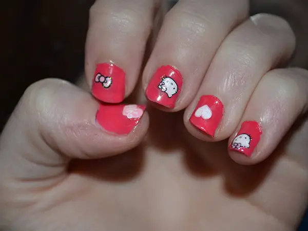 Red Hello Kitty Nails