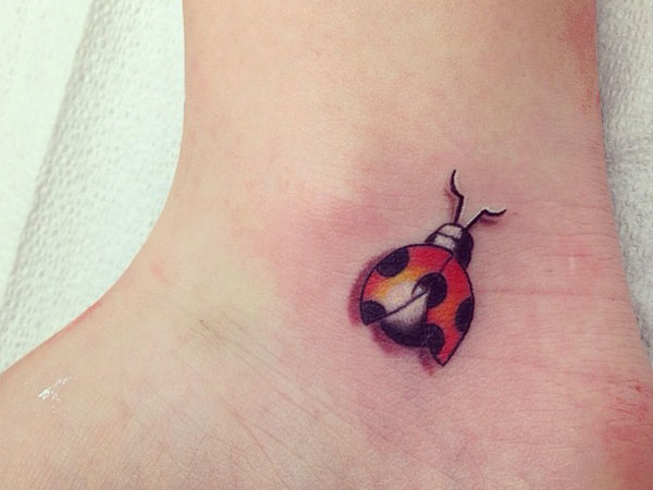 Ankle Ladybug Tattoo