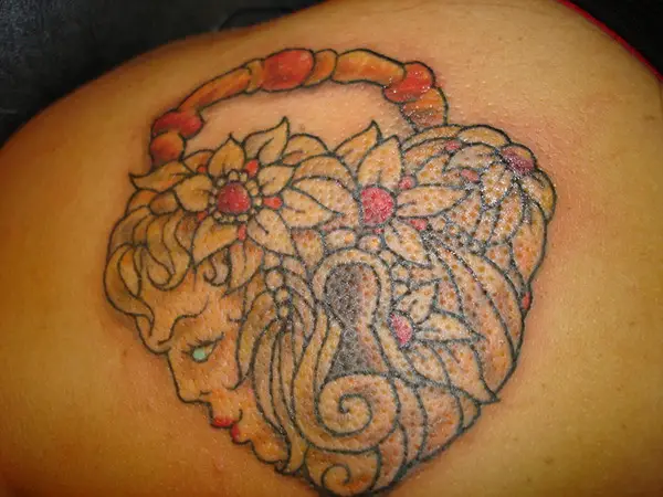 Flower Girl Heart Locket Tattoo