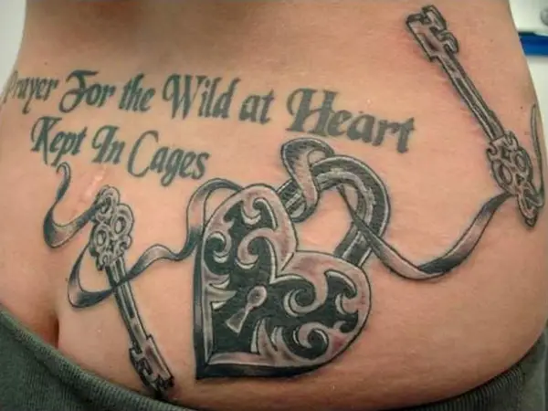 Text Heart Locket Tattoo 