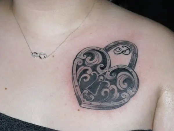Skull Heart Locket Tattoo