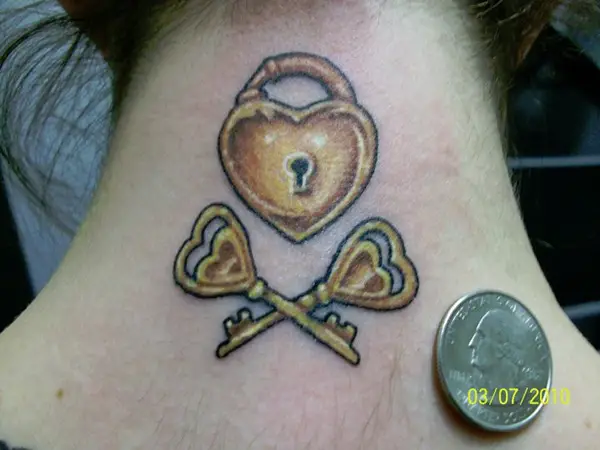 Dual Key Heart Locket Tattoo 