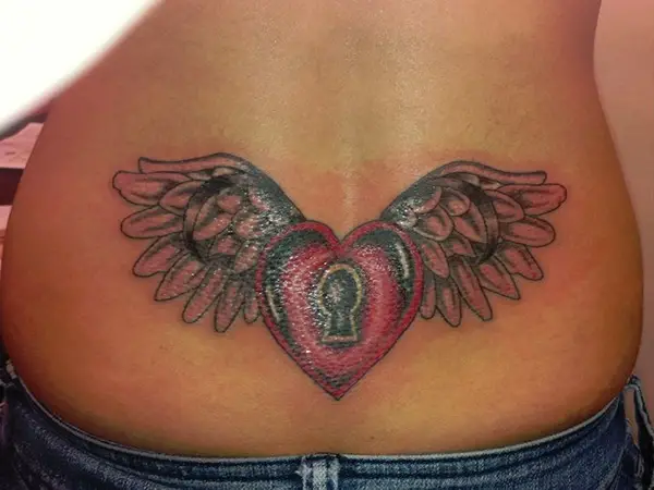 Angel Wings Heart Locket Tattoo