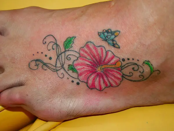 Hibiscus Tattoo With Butterfly