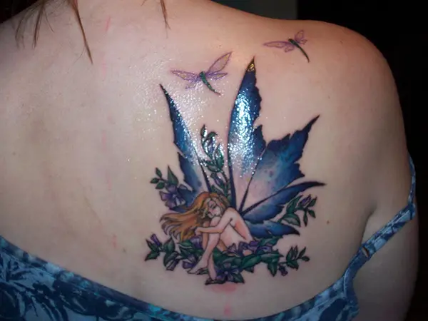 Blue Wings Fairy Tattoo