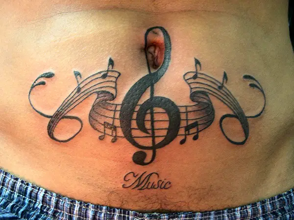 Belly Music Tattoo