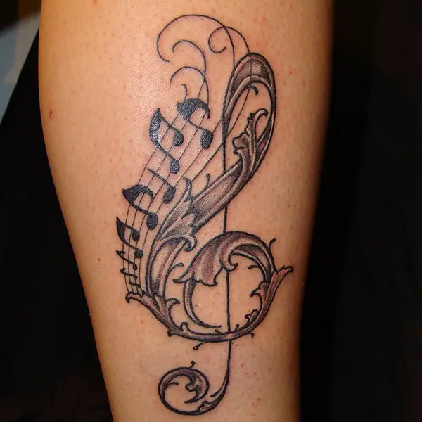 Leg Music Tattoo