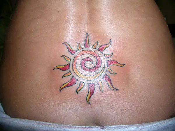 Lower Back Sun Tattoo