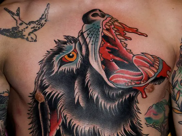 Scary Wolf Tattoo