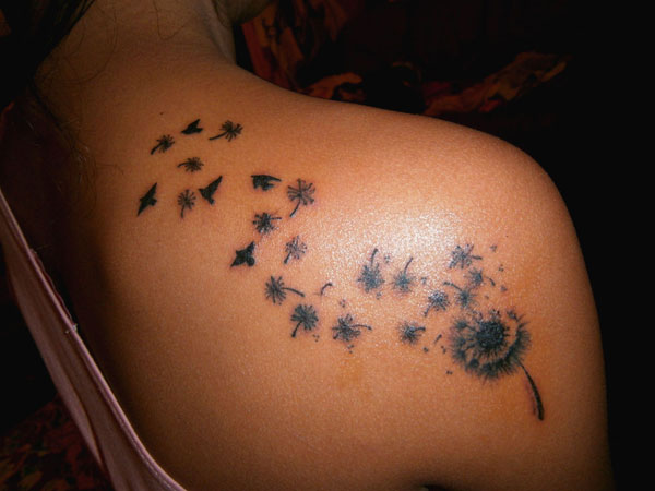 Liberty Blowing Dandelion with Sparrow Birds Temporary Tattoo  MyBodiArt