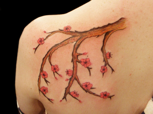 Female Flowering Branch Tattoo