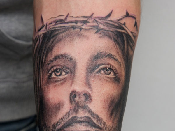 Textured Jesus Tattoo