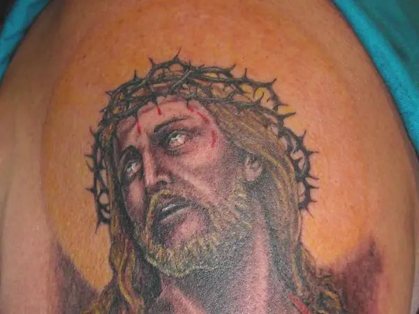 Jesus Gold Orb Tattoo
