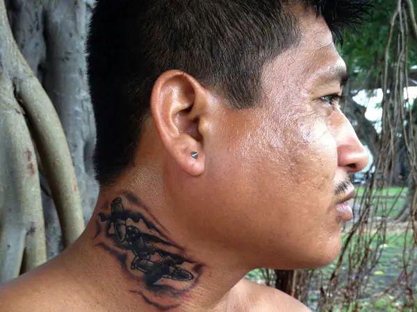 Smoky Men's Neck Tattoo